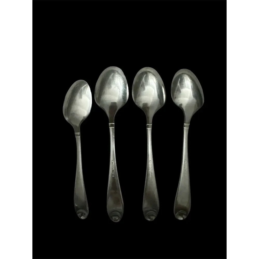 4 pc Oneida Satin Garnet 1 Teaspoon 3 Soup Spoons Stainless 18/10 Flatware